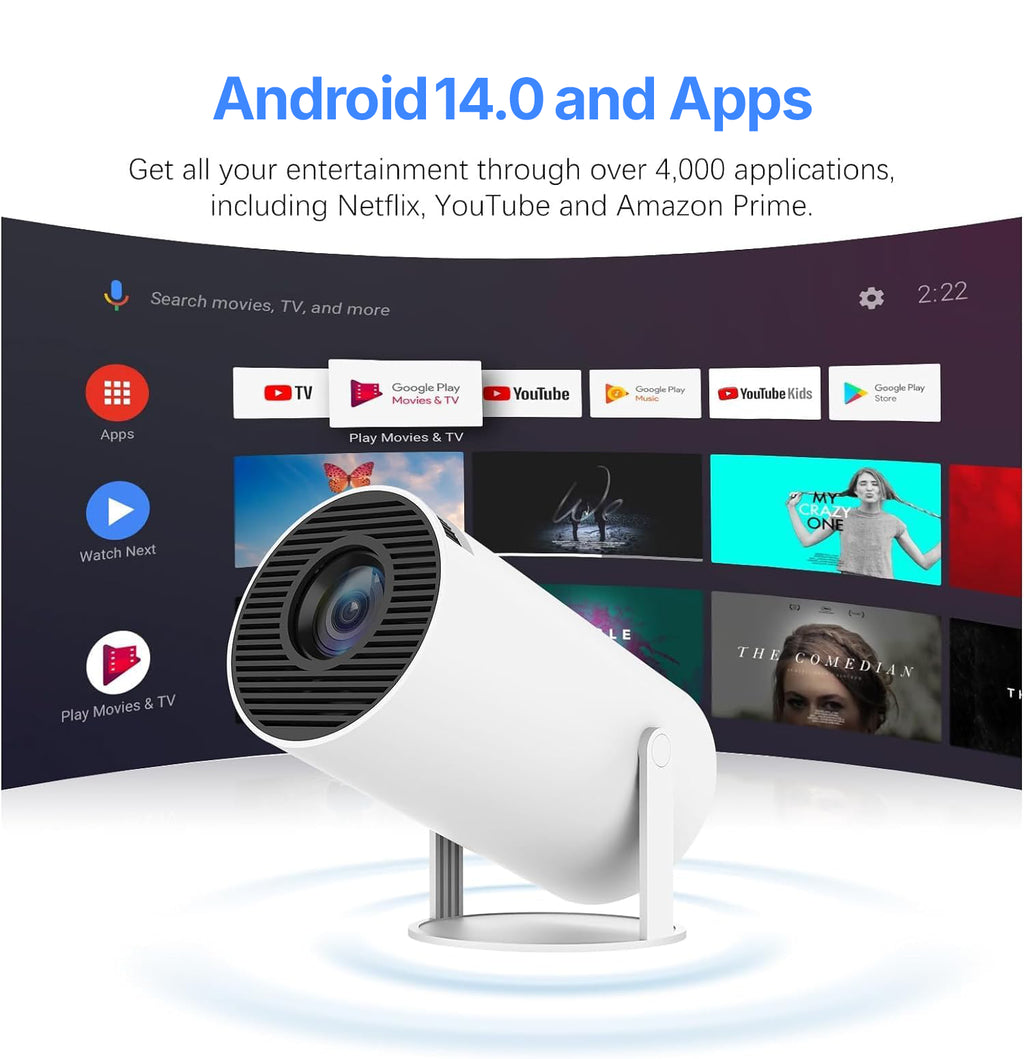 HY300 Mini Smart Projector | 1080P, WIFI 6, Portable Home Cinema