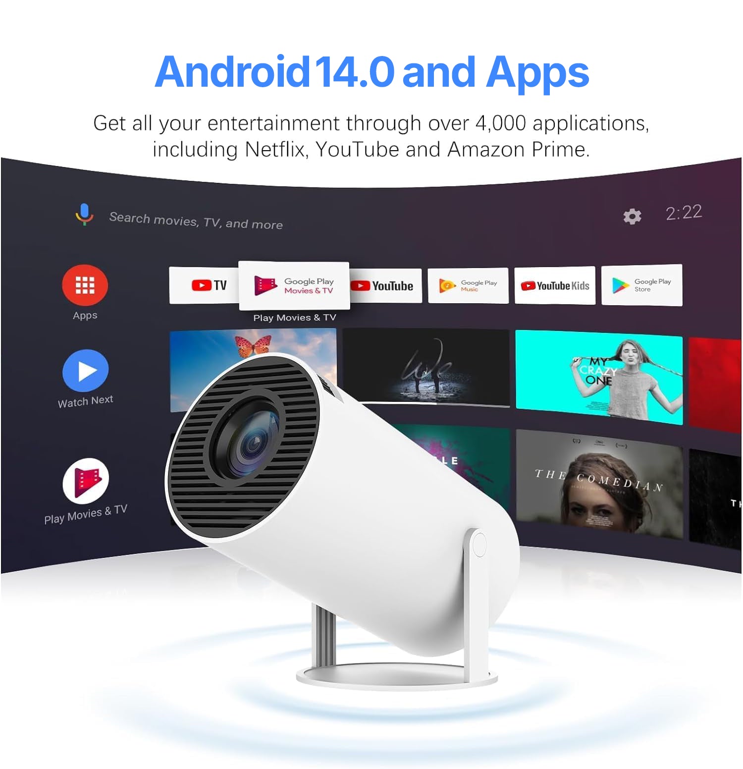 HY300 Mini Smart Projector | 1080P, WIFI 6, Portable Home Cinema