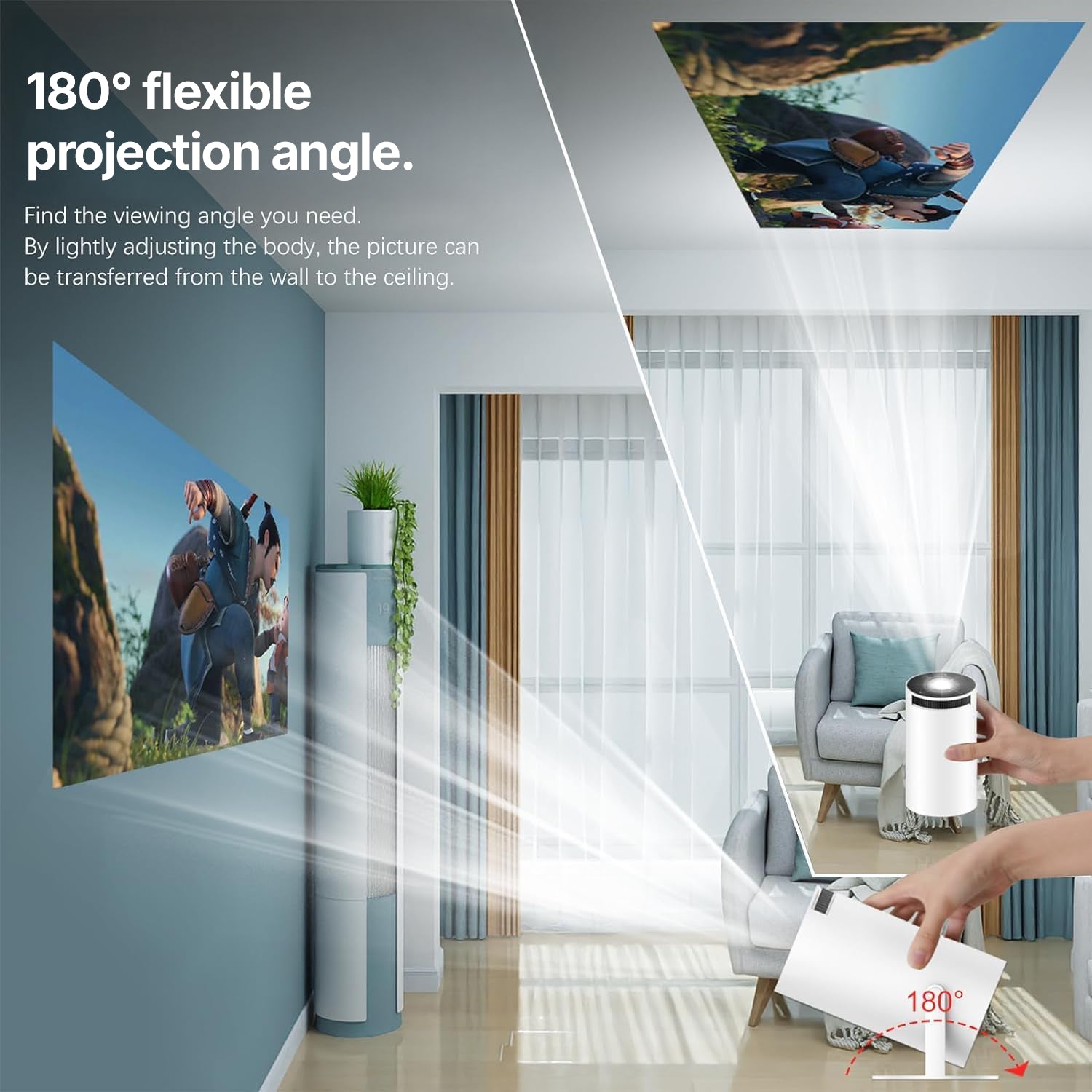 HY300 Mini Smart Projector | 1080P, WIFI 6, Portable Home Cinema