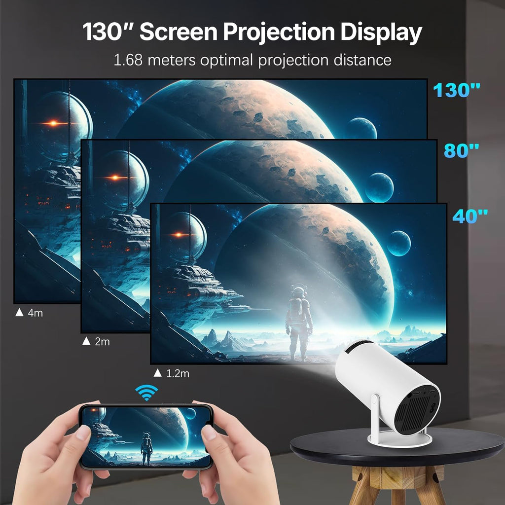 HY300 Mini Smart Projector | 1080P, WIFI 6, Portable Home Cinema