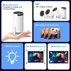 HY300 Mini Smart Projector | 1080P, WIFI 6, Portable Home Cinema